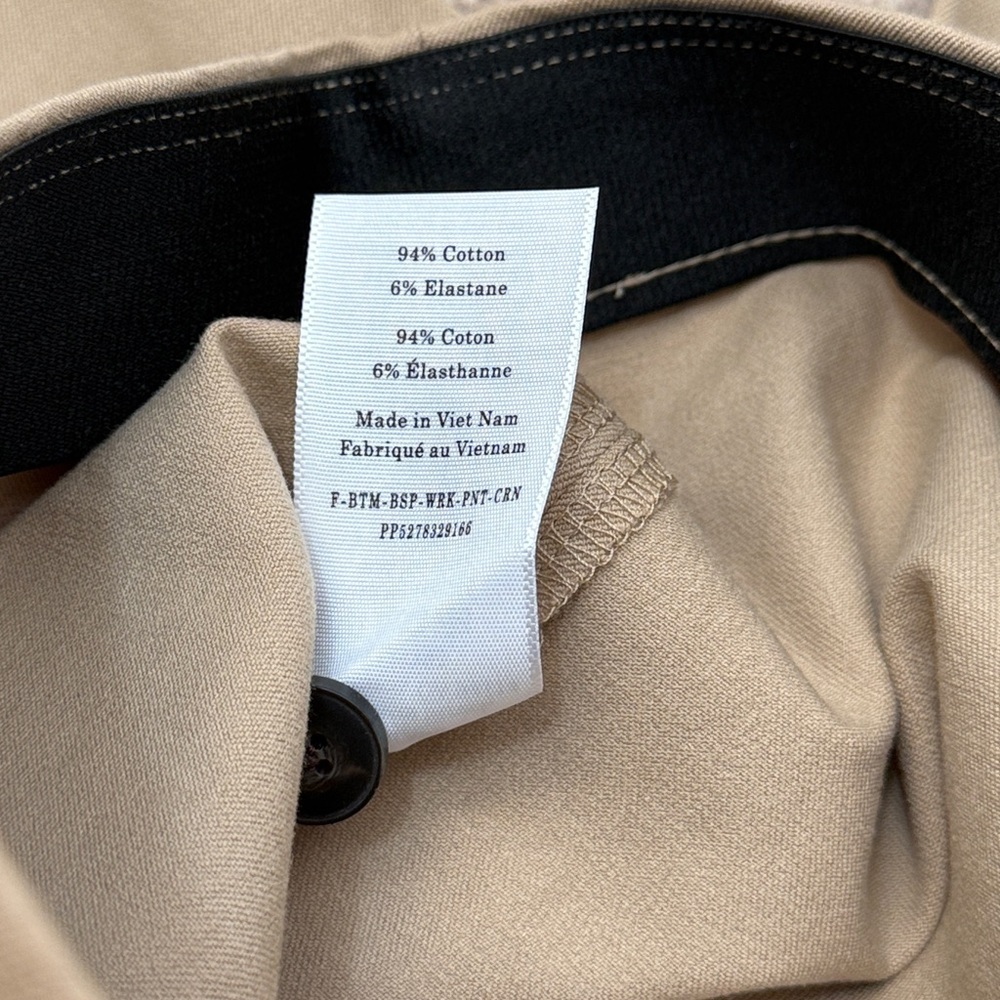NWT Everlane Bi-Stretch High Rise Tan Khaki Side Zip Pull On Work Pants Size 14 - Picture 12 of 13